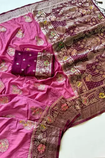 Pink Georgettete Saree With Blouse