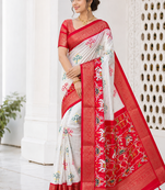 Multi 3 Ikkat Patola Printing With Hand Made Tassels Fumka Dola Silk Saree