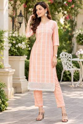 Women's south cotton  kurta pant dupatta set 5
