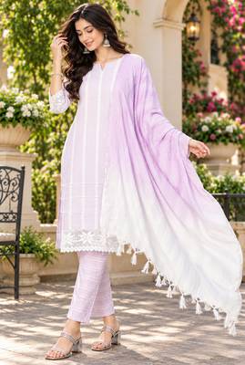 Women's south cotton  kurta pant dupatta set 3