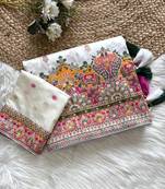 White Color Kashmiri Thread Zari Woven Work Pashmina Dola Silk Saree