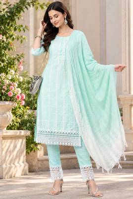 Women's south cotton  kurta pant dupatta set 2