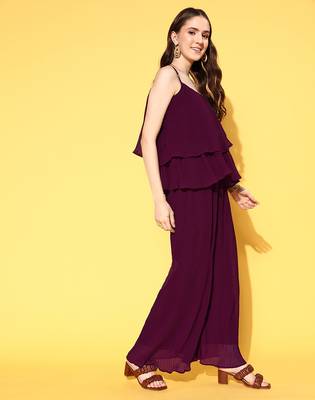 Women's fancy crushed georgette sleeveless jump suit 3