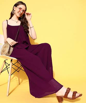 Women's fancy crushed georgette sleeveless jump suit 4