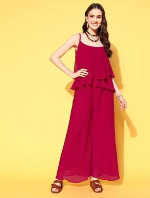 Women's fancy crushed georgette sleeveless jump suit 1