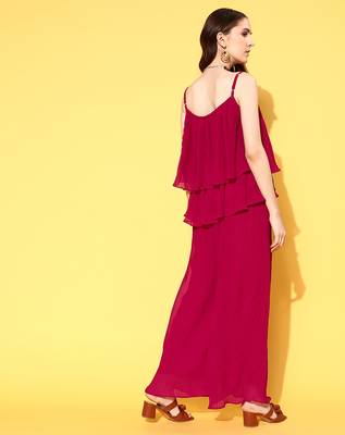 Women's fancy crushed georgette sleeveless jump suit 2