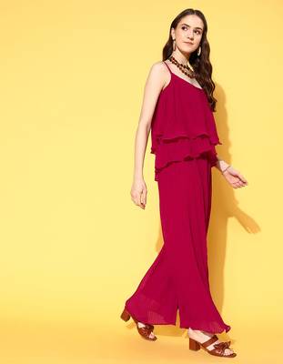 Women's fancy crushed georgette sleeveless jump suit 3