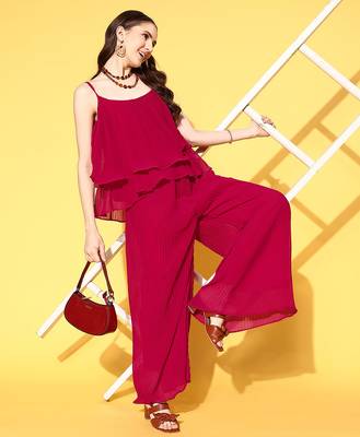 Women's fancy crushed georgette sleeveless jump suit 4
