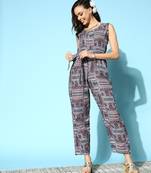 Women's belted sequin embroidered exclusive jump suit