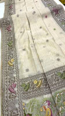 Cream Woven Border Jamdani Saree 5