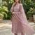 Women's silk chiffon embroidered kurta set with digital dupatta