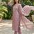 Women's silk chiffon embroidered kurta set with digital dupatta