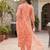 Women's silk chiffon embroidered kurta set with digital dupatta