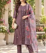 Women's reshm embroidered kurta pant dupatta set