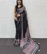 Black Heavy Mirror Work With Elegant Viscose Latkan Pallu Border Work Satin Art Silk Saree