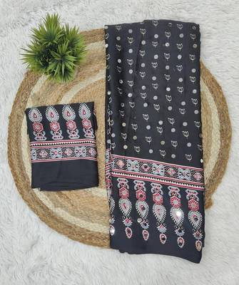 Black Heavy Mirror Work With Elegant Viscose Latkan Pallu Border Work Satin Art Silk Saree 5