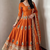 Orange  silk blend embroidered anarkali kurta set with pant and dupatta