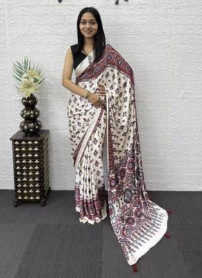 Maroon Color Mirror Work Satin Saree 2