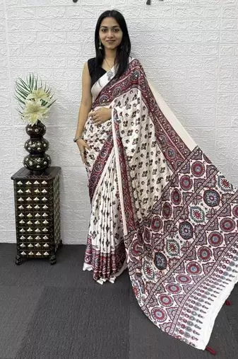 Maroon Color Mirror Work Satin Saree
