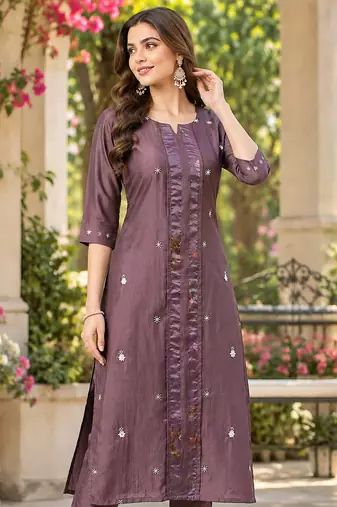 Women's reshm embroidered kurta pant dupatta set