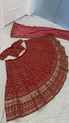 Royal Red Bridal Lehenga Choli with Heavy Golden Embroidery 4