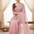 Pink Color Embroidery And Sequences Work Satin Saree