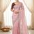 Pink Color Embroidery And Sequences Work Satin Saree