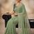 Light Green Embroidery Thread And Zari Work Georgette Saree
