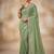 Light Green Embroidery Thread And Zari Work Georgette Saree