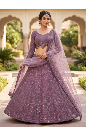 Elegant Mauve Purple Designer Lehenga Choli with Intricate Sequin Embroidery and Net Dupatta 1