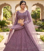 Elegant Mauve Purple Designer Lehenga Choli with Intricate Sequin Embroidery and Net Dupatta