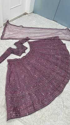 Elegant Mauve Purple Designer Lehenga Choli with Intricate Sequin Embroidery and Net Dupatta 4