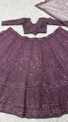 Elegant Mauve Purple Designer Lehenga Choli with Intricate Sequin Embroidery and Net Dupatta 5