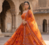 Royal Orange Floral Embroidered Lehenga Choli with Dupatta