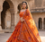 Royal Orange Floral Embroidered Lehenga Choli with Dupatta