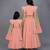 Mother daughter peach peacock printed chanderi lehenga set