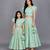 Mother daughter pastel green organza frill chanderi lehenga set