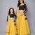 Mother daughter black blouse with cotton zari lehenga set