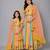 Mother daughter yellow floral printed off shoulder lehenga set
