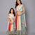 Mother daughter printed lehenga set with attached dupatta