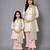 Mother daughter off white peach lotus print kurta set