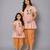 Mother daughter peach embroidered dhoti set