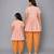 Mother daughter peach embroidered dhoti set