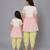 Mother daughter embroidered pink yellow dhoti set