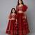 Mother daughter maroon chanderi off shoulder lehenga set
