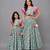 Mother daughter green bees printed lehenga set