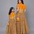 Mother daughter golden orange frill printed lehenga set