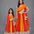 Mother daughter orange yellow frill organza lehenga set