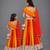 Mother daughter orange yellow frill organza lehenga set