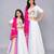 Mother daughter holi printed white lehenga set